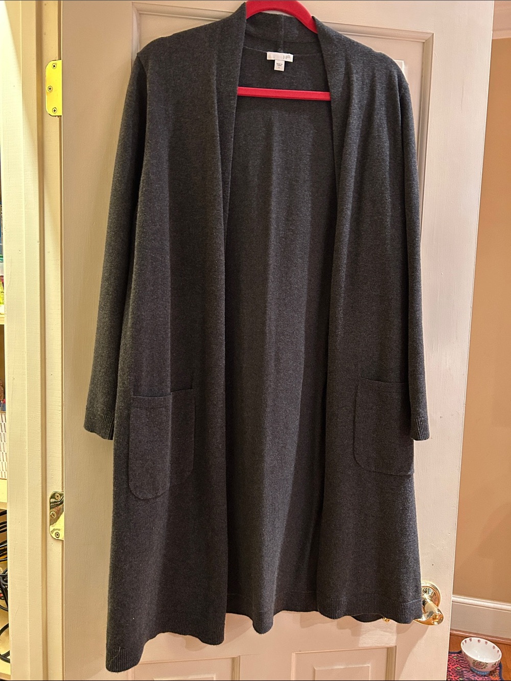J. Jill Women's Gray Open Front Long Cardigan Sweater. Large.